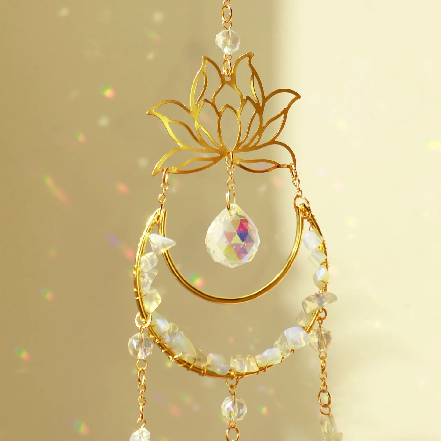 Lotus Moon Crystal Suncatcher