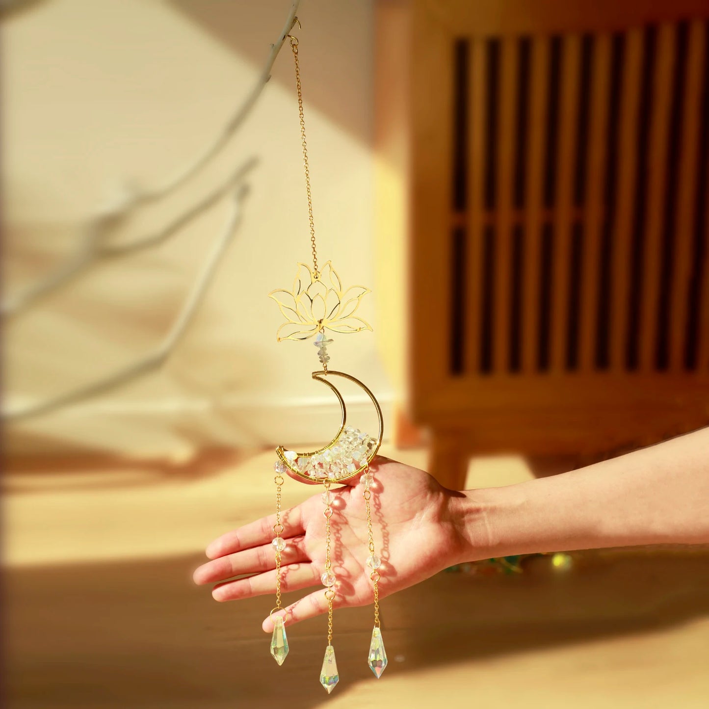 Lotus Moon Crystal Suncatcher