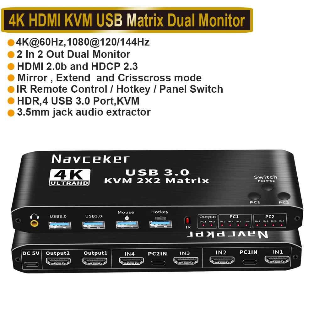2 In 2 Out KVM Switch