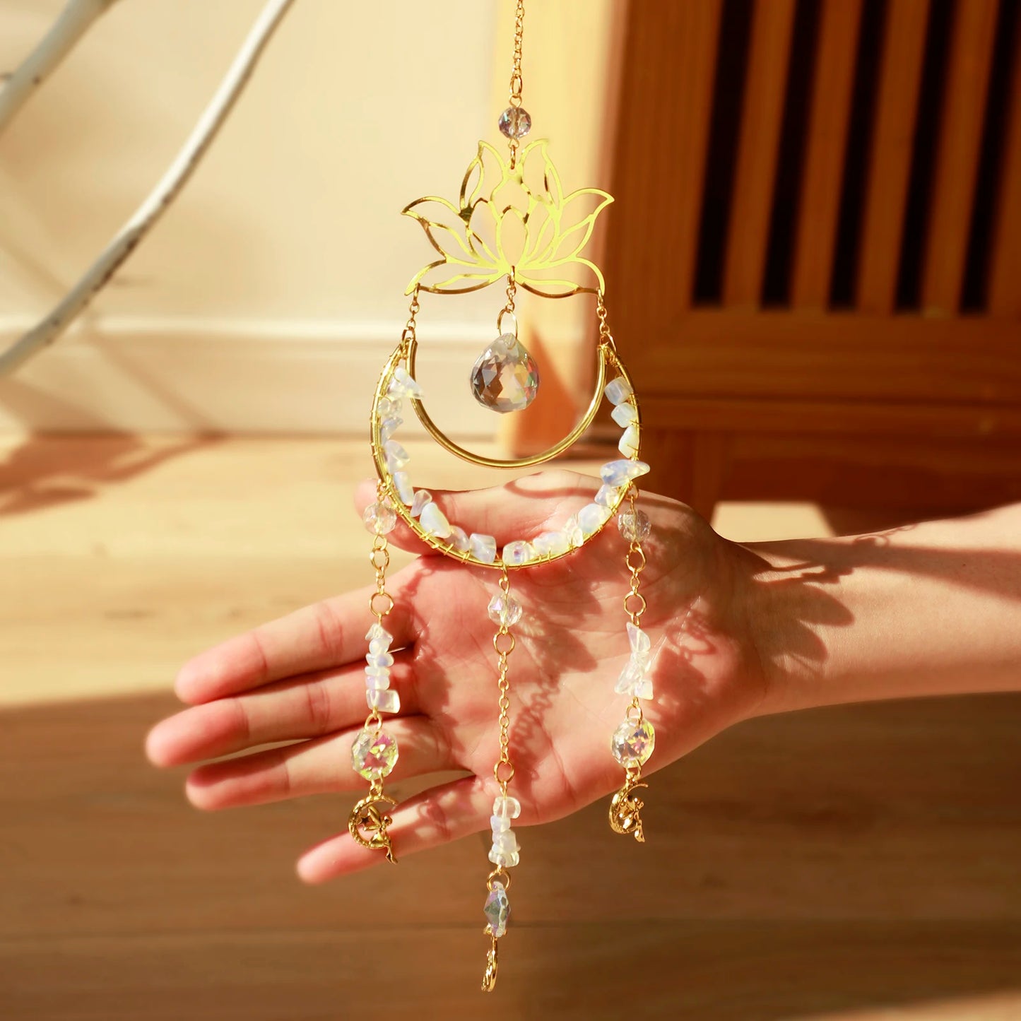 Lotus Moon Crystal Suncatcher