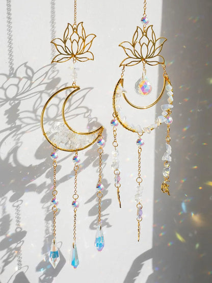 Lotus Moon Crystal Suncatcher