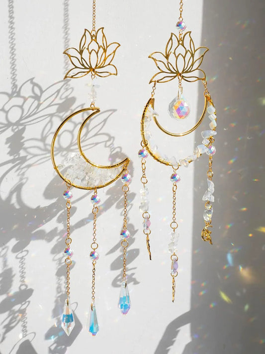 Lotus Moon Crystal Suncatcher